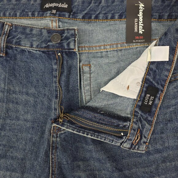Aeropostale Classic Slim Boot Cut Jeans Men’s 38x30 Dark Wash Bootcut Denim NEW - Picture 5 of 7